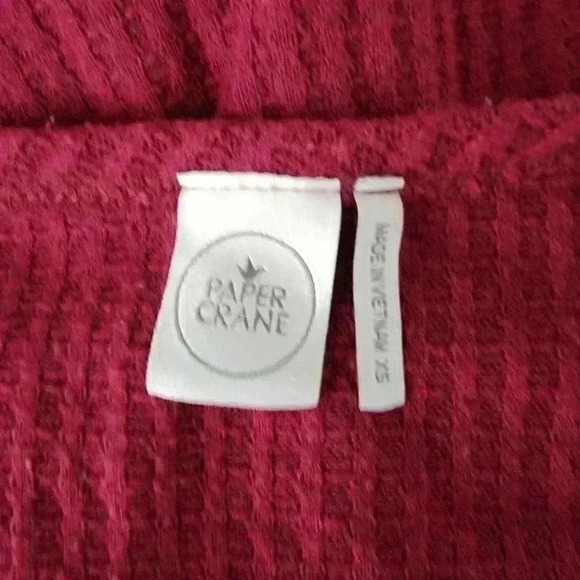 Maroon Burgundy Waffle Knit Crop Top Long Sleeve - XS - Picture 7 of 7